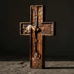 Christ Still Reaches Down – Hand-Carved Beechwood Savior Cross - product view