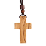 Wooden Savior Cross Necklace - side view