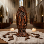 Our Lady of Guadalupe Round Wooden Tabletop Ornament - side view