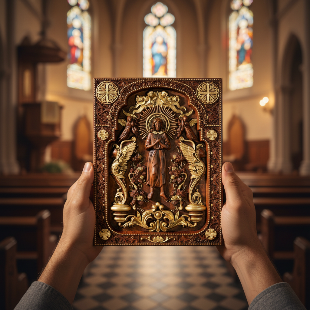 Jesus Ascension Solid Wood Relief: The Perfect Faith Gift for Disciples - design detail