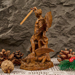 Boxwood Archangel Michael Carving: A Christmas Gift of Divine Protection - product view