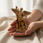 Boxwood Archangel Michael Carving: A Christmas Gift of Divine Protection - craftsmanship detail