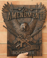 Solid Wood Carvings Decor, Commemorating the Second Amendment - mokarve