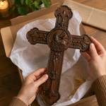 Lamb of God Wood Carving Cross Wall Decor - Paschal lamb - gift presentation