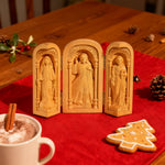Hand-Carved Travel Triptych Altar: The Holy Family at Your Side - side view