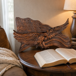 Eagle & Flag Wood Wall Plaque - Handcrafted American Heritage Tribute - design detail