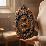 Three Sacred Hearts of the Holy Family | Solid Wood Carving Gift - design detail
