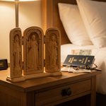 Hand-Carved Travel Triptych Altar: The Holy Family at Your Side - side view