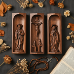 Beech Wood Holy Family Altar Decor - Handcrafted Christian Prayer Desktop Gift for Christian home decor and prayer spaces
