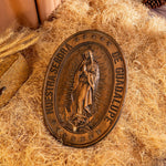 Retro Color Our Lady of Guadalupe Wood Carving -The patron saint of Mexico, America and unborn children - mokarve