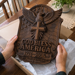 God Bless America Eagle Cross Wood Plaque product detail for Christian home decor