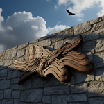 Eagle & Flag Wood Wall Plaque - Handcrafted American Heritage Tribute - side view