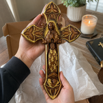 Hand-Carved Beechwood Our Lady of Guadalupe Wall Cross – Catholic Christian Home Décor - product view