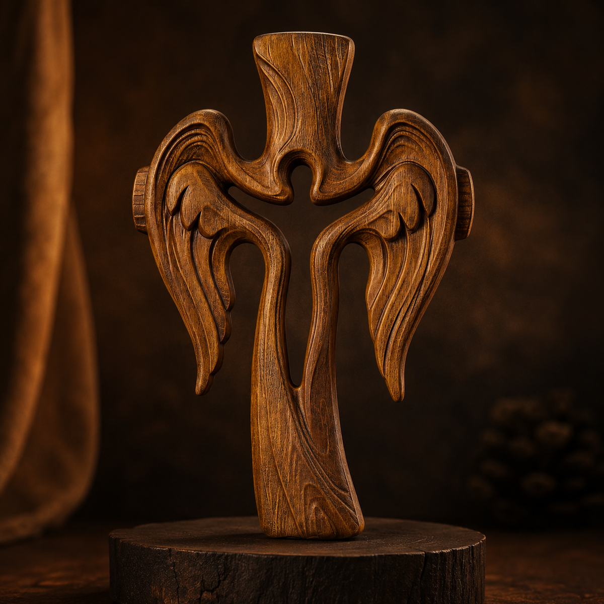 Ascension of Jesus Angel Wing Cross Hand-Carved Beechwood Wall Decor for Christian home decor and prayer spaces