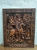Saint George Wood carved icon of the Victorious Wooden carved icon Gift for family Carved Wooden gift Christian icon - mokarve