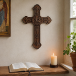 Lamb of God Wood Carving Cross Wall Decor - Paschal lamb - design detail