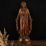 Hand-carved boxwood icon of the Immaculate Heart of Mary