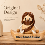 Wooden Jesus Dashboard Decor with Hidden Parking Number Display