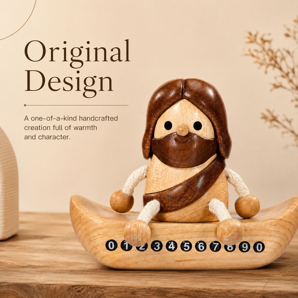 Wooden Jesus Dashboard Decor with Hidden Parking Number Display