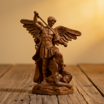 Boxwood Archangel Michael Carving: A Christmas Gift of Divine Protection - Christian gift presentation