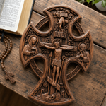Hand-Carved Beechwood “Hand of Redemption” Crucifix | The Passion and Divine Grace of Christ