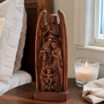 Hand-Carved Solid Beechwood Nativity Scene Sculpture – Holy Family Christian Decor