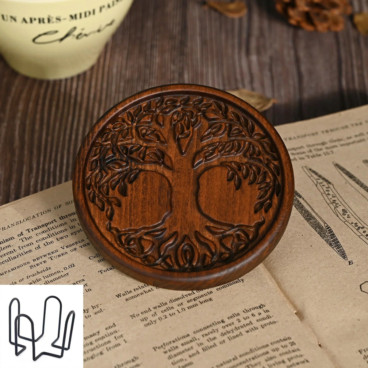 mokarve Wooden Tree of Life Celtic Cross Coasters - mokarve