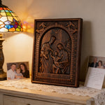 Beechwood Holy Family Wall Hanging: Carving Devotion in Wood, Bringing Sacred Warmth - craftsmanship detail