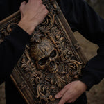 Panel Skull wood carving, wall art, picture, wall hangings - mokarve