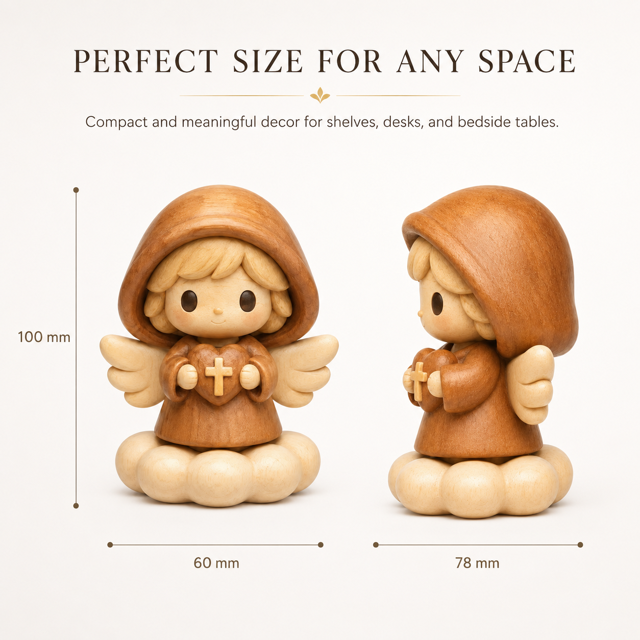 Wooden Angel Blessing Figurine – Original Wood Inlay Craft Gift Decor