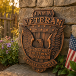 Veteran Memorial Plaque: "I Am A Veteran - My Enlistment Oath Has No Expiration Date" - side view