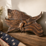Eagle & Flag Wood Wall Plaque - Handcrafted American Heritage Tribute - product view