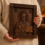 Jesus Christ Pantocrator Wood Carving - side view