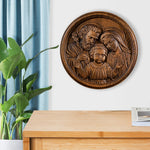 Holy family wood carving plaque - Best wall decor for home - mokarve