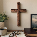 Hand-Carved Beechwood Intertwined Cross of Unity in Christ - design detail