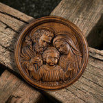 Holy family wood carving plaque - Best wall decor for home - mokarve