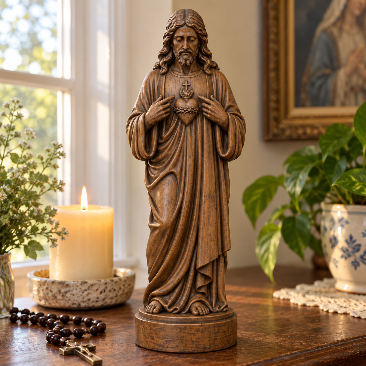 Sacred Heart of Jesus Beechwood Statue