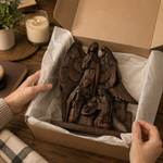 Hand-Carved Holy Family & Guardian Angel Solid Wood Statue: A Faith Artwork Anchoring Divine Blessings for Your Home