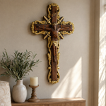 Hand-Carved White Ash Wood Cross - Sacred Christian Home Altar Decor for Christmas & Spiritual Gifting