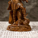 Boxwood Archangel Michael Carving: A Christmas Gift of Divine Protection - craftsmanship detail