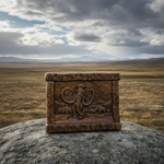 Handmade Woolly Mammoth Wood Carving — Collector's Wall Plaque | Solid Beechwood | Prehistoric Art - side view