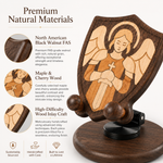 Saint Michael Wooden Phone Stand – Handmade Wooden Faith Gift