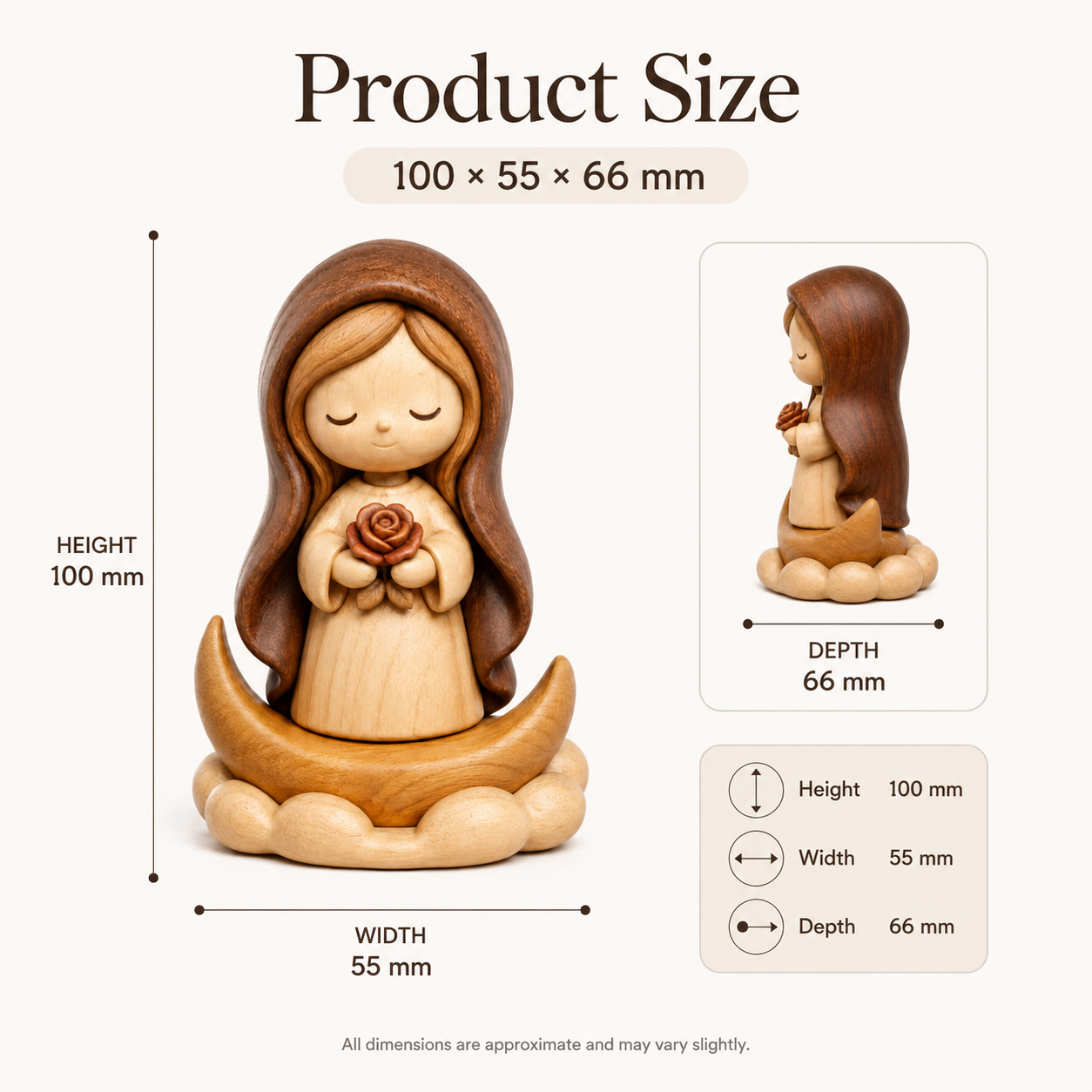 Original Wooden Virgin Mary Blessing Decor