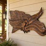 Eagle & Flag Wood Wall Plaque - Handcrafted American Heritage Tribute - size and finish detail