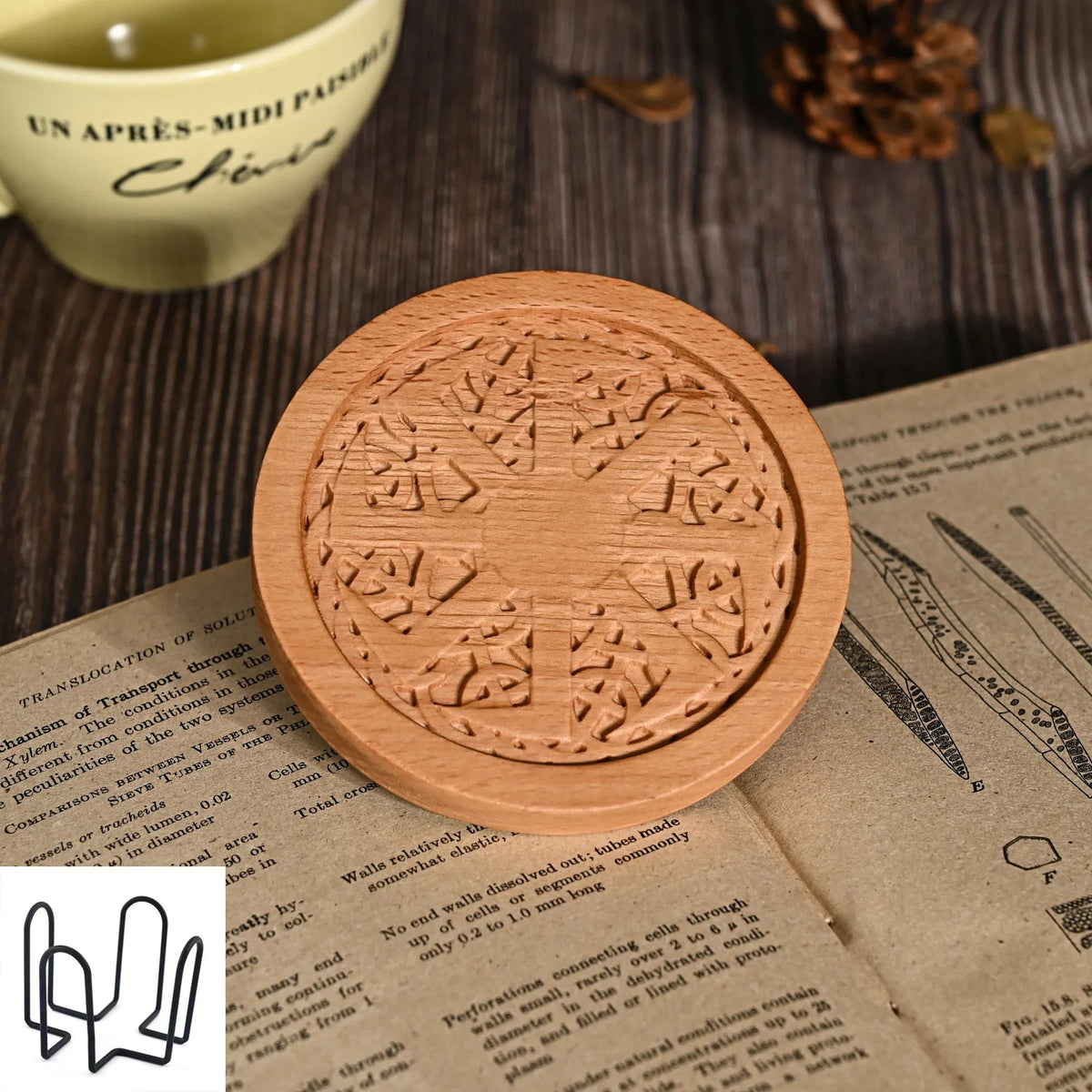 mokarve Wooden Tree of Life Celtic Cross Coasters - mokarve