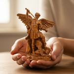 Boxwood Archangel Michael Carving: A Christmas Gift of Divine Protection - size and finish detail