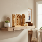 Hand-Carved Travel Triptych Altar: The Holy Family at Your Side - product view
