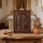 Beechwood Holy Family Wall Hanging: Carving Devotion in Wood, Bringing Sacred Warmth - Christian gift presentation