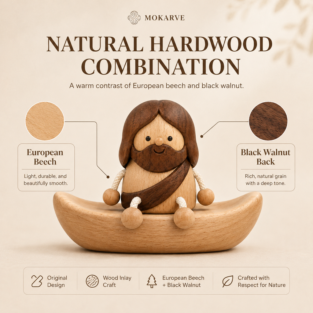 Wooden Jesus Dashboard Decor with Hidden Parking Number Display