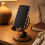 Black Walnut St. Benedict Cross Phone Stand—Foldable and Adjustable Christian Desktop Stand - craftsmanship detail